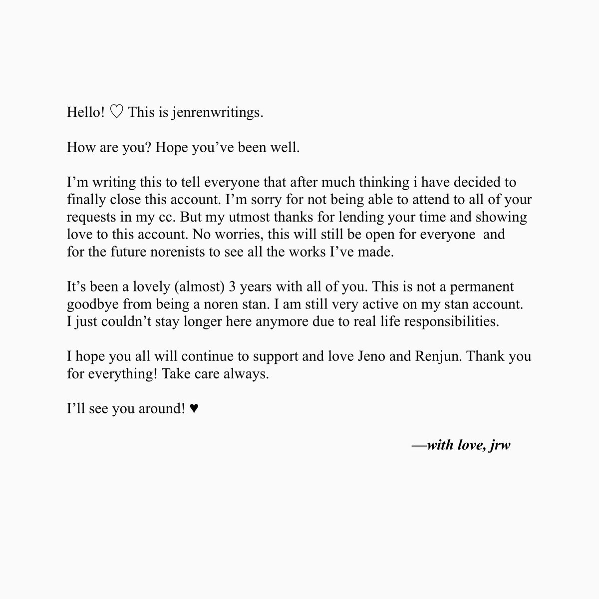 jenrenwritings's tweet photo. Hello. ♥︎ https://t.co/NXuZl1chXn