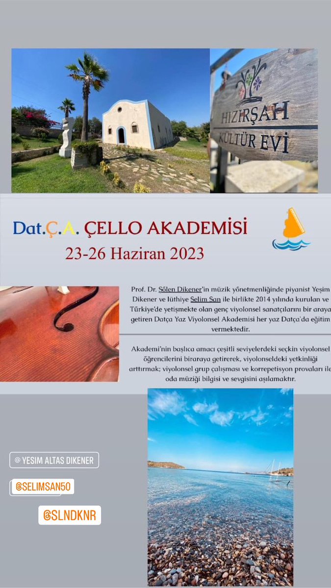 ydikener's tweet photo. Bu yaz yine Datça’da buluşuyoruz!! @LennyDtc 🎼🎶🎵🎻🎻🎻🎻🎹🎹 #datça #hızırşahkültürevi #çello #piyano #müzik https://t.co/ZHElGAvPiC