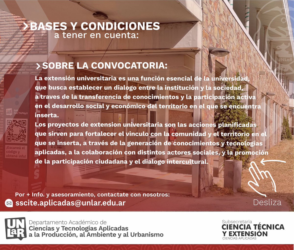 DptoUnlar's tweet photo. 🔺 CONVOCATORIA A PROYECTOS Y ACTIVIDADES DE EXTENSIÓN 2023 | Ciencias Aplicadas 

+ Info. https://t.co/M1FQbpQ1VI

🔺Gestión Aplicadas | 2023
🔺Extensión Aplicadas https://t.co/cPwWmdx1rO