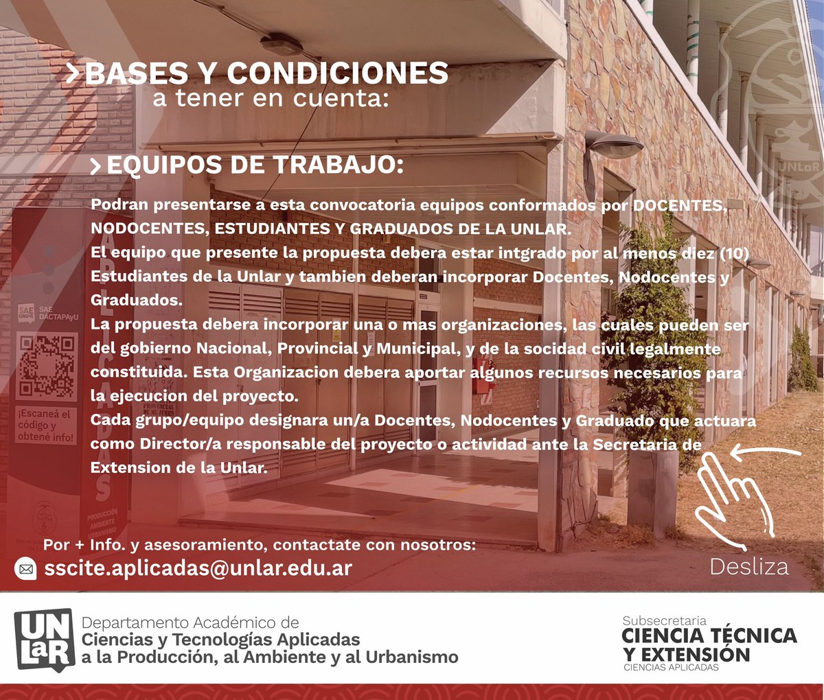 DptoUnlar's tweet photo. 🔺 CONVOCATORIA A PROYECTOS Y ACTIVIDADES DE EXTENSIÓN 2023 | Ciencias Aplicadas 

+ Info. https://t.co/M1FQbpQ1VI

🔺Gestión Aplicadas | 2023
🔺Extensión Aplicadas https://t.co/cPwWmdx1rO