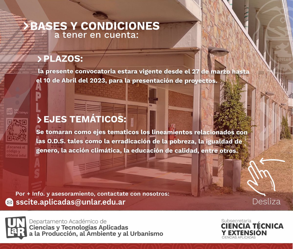 DptoUnlar's tweet photo. 🔺 CONVOCATORIA A PROYECTOS Y ACTIVIDADES DE EXTENSIÓN 2023 | Ciencias Aplicadas 

+ Info. https://t.co/M1FQbpQ1VI

🔺Gestión Aplicadas | 2023
🔺Extensión Aplicadas https://t.co/cPwWmdx1rO