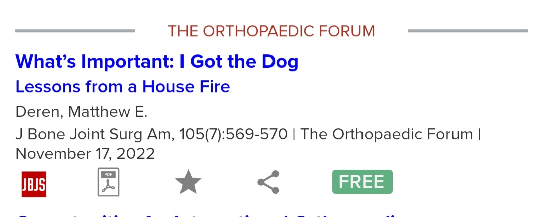 Matthew Deren, MD (@drmattderen) on Twitter photo If you are looking for something to read about balance and priorities, please take a look at this. I can't thank the folks at <a href="/jbjs/">J Bone & Joint Surg</a> for helping me with this piece.
jbjs.org/mreader.php?rs… If you are looking for something to read about balance and priorities, please take a look at this. I can't thank the folks at <a href="/jbjs/">J Bone & Joint Surg</a> for helping me with this piece.
jbjs.org/mreader.php?rs…