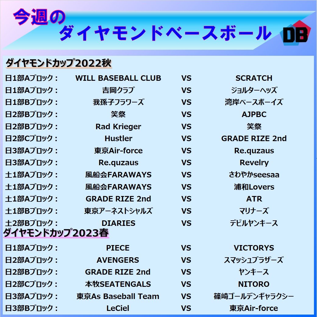 野球大会ダイヤモンドベースボール (Diamond_B_B) / Twitter