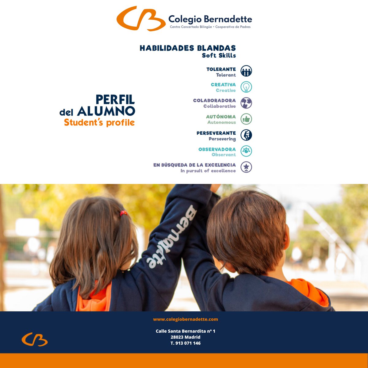 ColBernadette's tweet photo. Get to know our educational project!

1⃣ The student and his emotions
2⃣ Inclusion and social interaction
3⃣ Neuroscience and learning activation
4⃣ Digital environment, resources and tools
5⃣ Continuous didactic updating of teachers
6⃣ Hybrid education

Meet us!

📞913 071 146 https://t.co/Lc0aoNtVpp