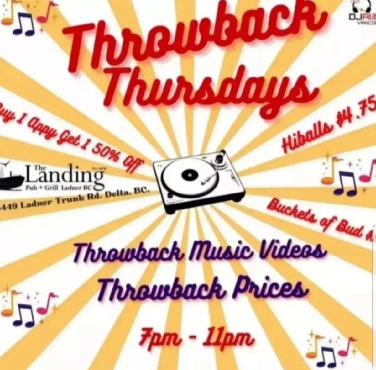 DJAlibabaVan's tweet photo. Catch me spinning videos for "Throwback Thursdays" @TheLandingPandG 8pm-12am Food &amp; Drink Specials: Buy 1 appy get 1 50% off 🍤 Buckets Of Bud $19 🍻 $4.75 Hiballs 🥃Good food 🍽 Music videos 🎞 Good times at The Ding 💃🏽🕺🏾 https://t.co/6EE5prwJsb