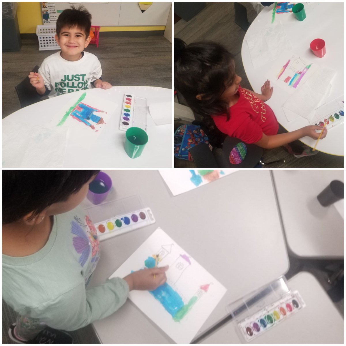 MsKruegerCRE's tweet photo. I can't think of a more relaxing way to end the first week of our fairy tale unit than making our own  watercolor castles.🏰 https://t.co/KbfVp5TSz2