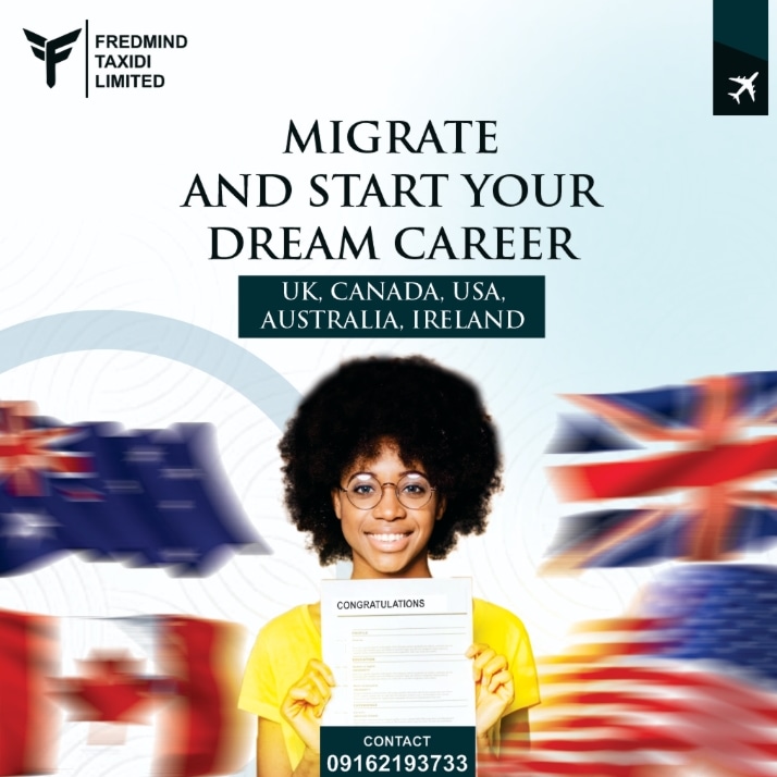 fredmindtaxidi's tweet photo. Migrate and Start Your Dream Career In #UK #Canada #Australia #USA #Ireland
.
.
Let's Help You Achieve Your Dreams
.
.
Call/WhatsApp: 09162193733
.
.
#FREDMIND
#FREDMINDTAXIDI
#TRAVELSEEMLESSLY
#uk #canadaπ¨π¦ #usaπΊπΈ #australia #ireland #admission #abroad #visa https://t.co/8h4QDGKDtK