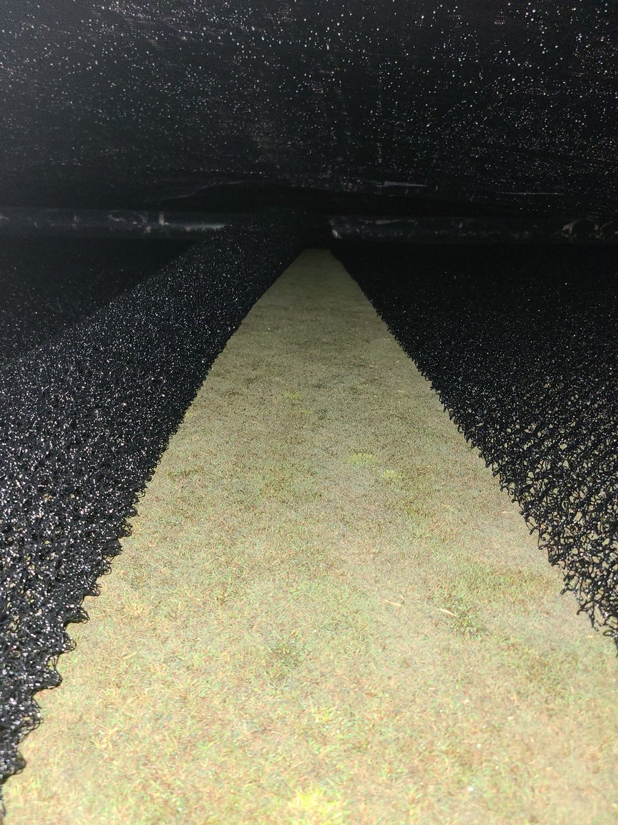 OGCTurfCare's tweet photo. Getting closer! Got under 4 tarps today while we where venting. Very possible in a week tarps will be all removed. Forecast looks great for a fast melt... ponds will be full for sure which is a nice way to start the season. https://t.co/Y2dWCIsxIz