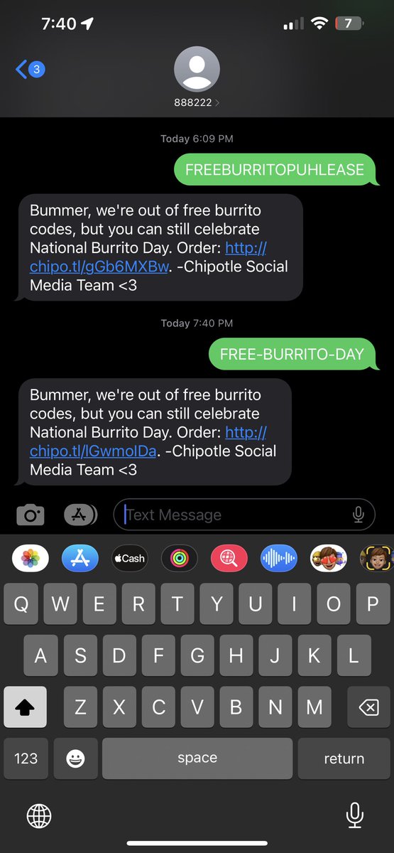 MadCellPhoneGuy's tweet photo. @ChipotleTweets I keep missing out.  Guess it’s burri-NO for me :-( https://t.co/IaRCztRl6a