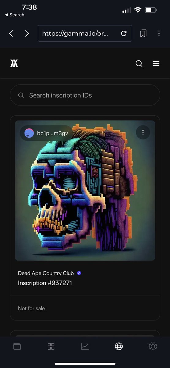 First 2 inscriptions are in the books under 1 million Welcome to the #deadapecountryclub🔥💨☠️🦍🏖️🚀👑  minting now on gamma.io