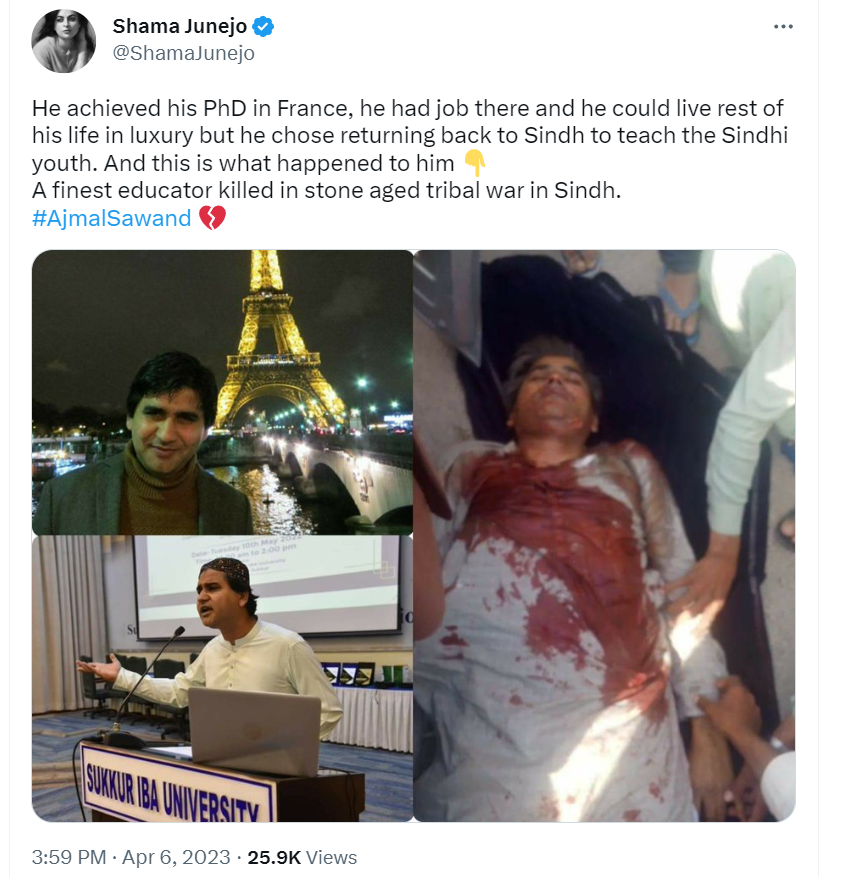 shamsaRehmani's tweet photo. The Sindh government ( no matter how pathetic it is ) with law enforcement agencies should take action to investigate and prosecute those who are actually responsible for this murder and ensure that justice is served. or is it too much to ask ?
#AjmalSawand 
#SaveSindh 
@BBhuttoZardari @KasimGillani  
@sindhpolicedmc8 
@OfficialDGISPR 
@UNHumanRights 
@hrw