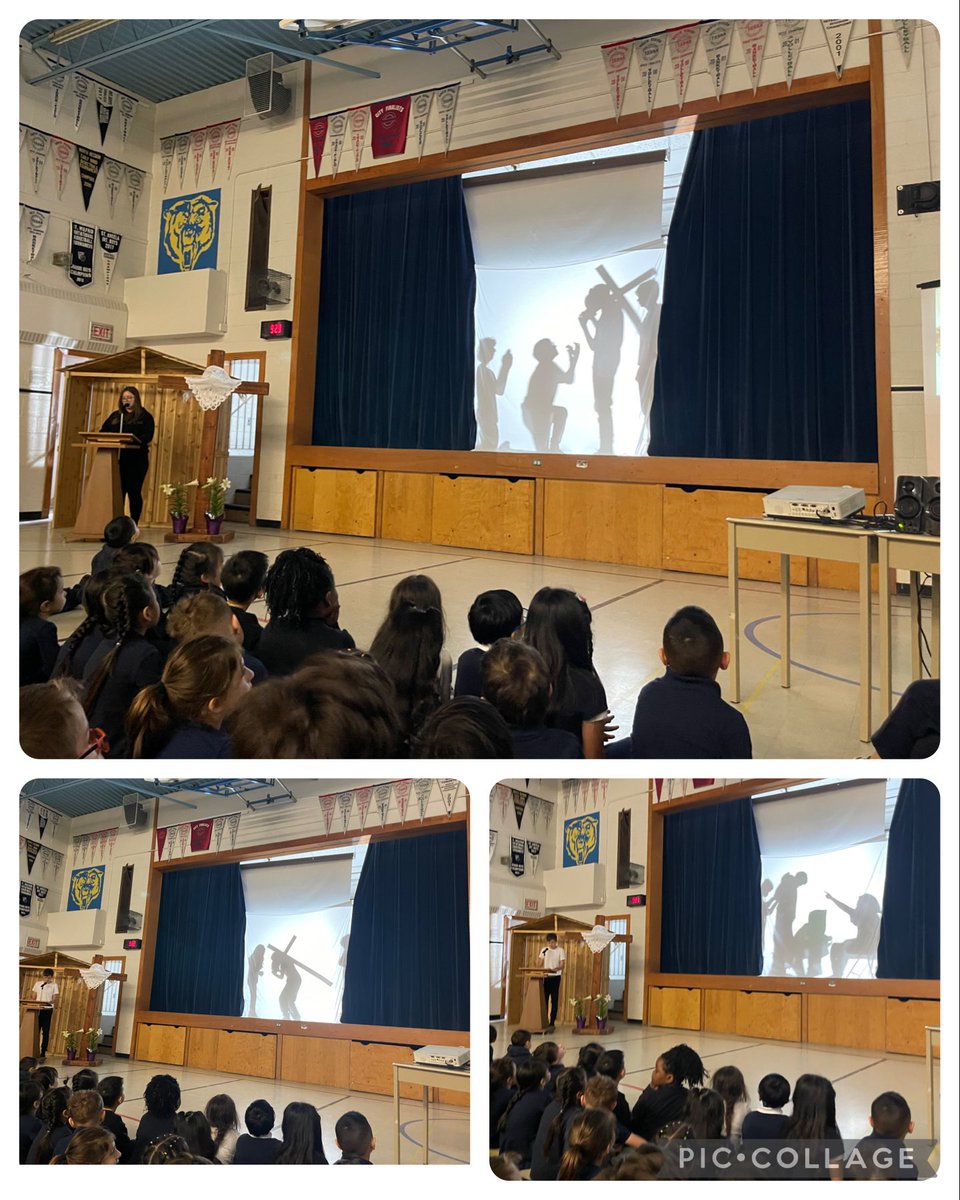 We adore you O Christ and we praise you, because of your Holy Cross you have redeemed the world.  #stbernardtcdsb Grade 8 Ss led us through a moment of reflection #StationsoftheCross ⁦@dintom⁩ ⁦@Ms.  Snihur