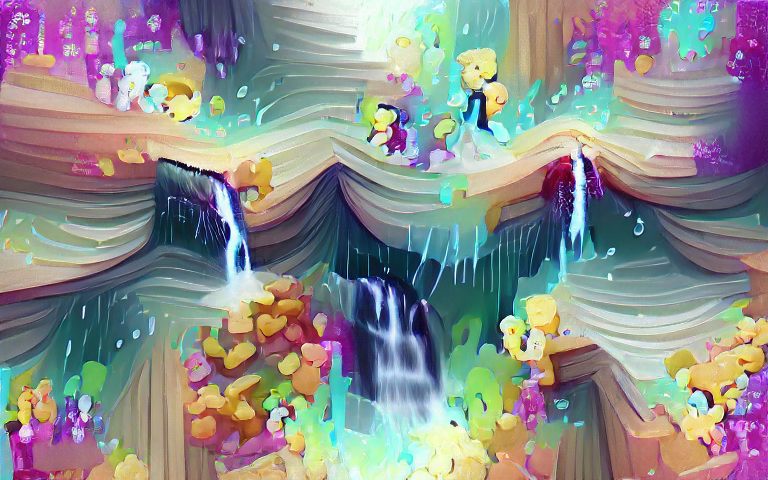 a gushing waterfall