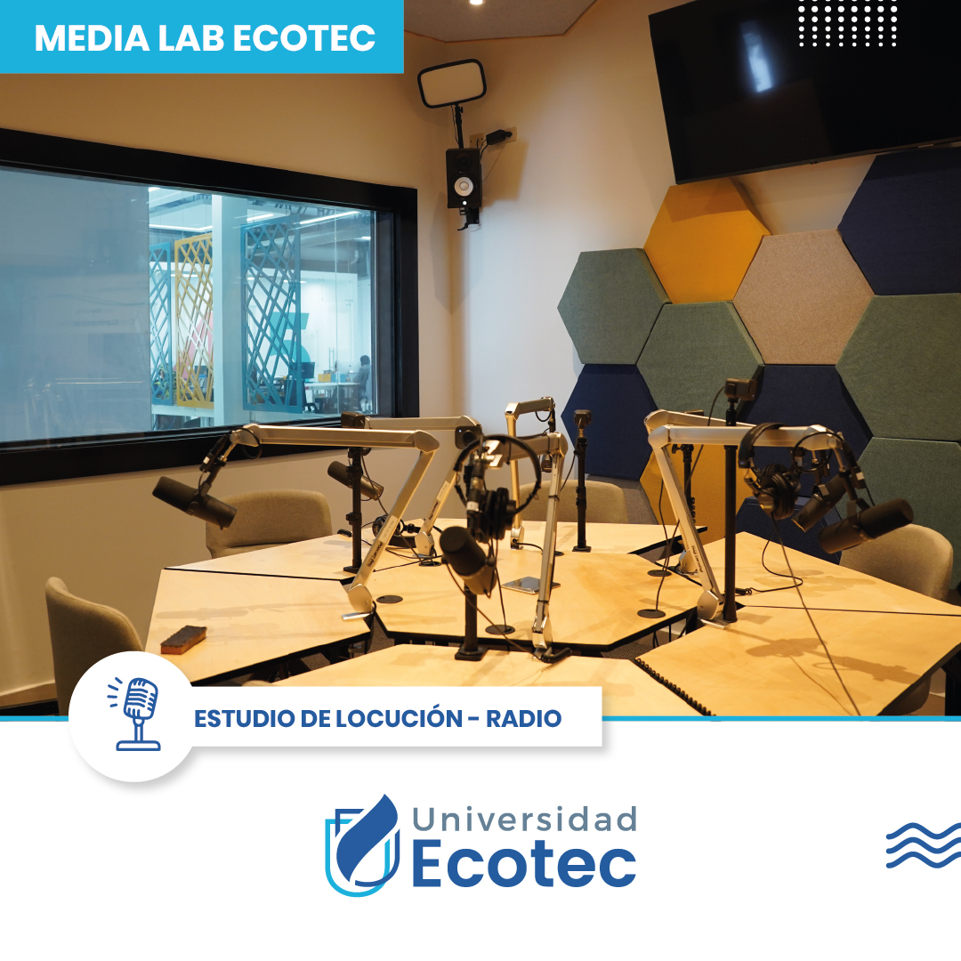 UnivEcotec's tweet image. Nuestro #MediaLab es un espacio dónde nuestros estudiantes, de todas las carreras podrá desarrollar competencias de #comunicación desde la experiencia.

Conoce las 5 áreas de producción y post-producción #audiovisual de nuestro #MediaLabECOTEC de la Facultad de @mktycom_uecotec.