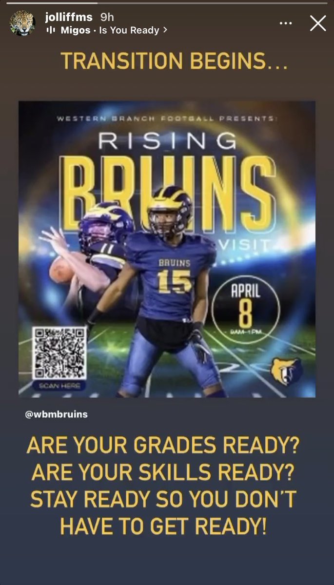 #BruinNation We are excited to have our Rising Bruins on campus soon‼️👀 #WB27🐻🏈 #JolliffMS and #WBBranchMS #LetsGo 👏👏