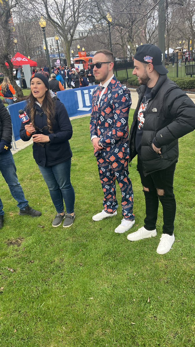 tonydombrowski's tweet photo. Come with me to Opening Day 2023 at Comerica Park! Today was a blast. S/O to those who interviewed me, took pictures with the suit, and all my followers and supporters. Thanks to my awesome camera guy, @JaylenHTV. Go @tigers!

https://t.co/jI1DhLfrDi

#RepDetroit | #OpeningDayDET https://t.co/9812Yc79aW