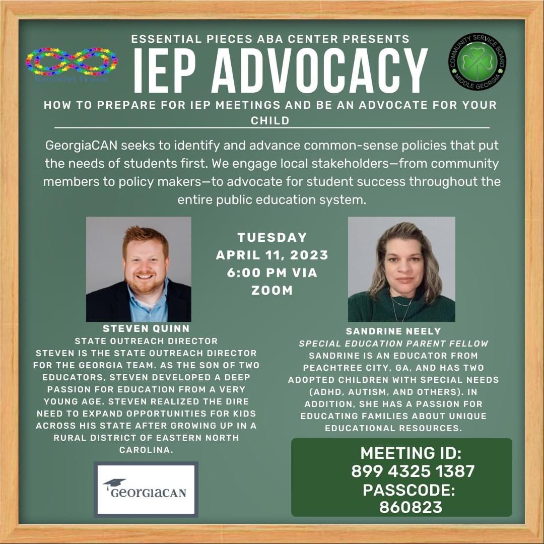 Scharlesquinn's tweet photo. Super excited about this! I can’t wait to speak with some amazing parents in Middle and South Georgia. Also pumped our amazing parent fellow is joining. https://t.co/ARNpmynp3z