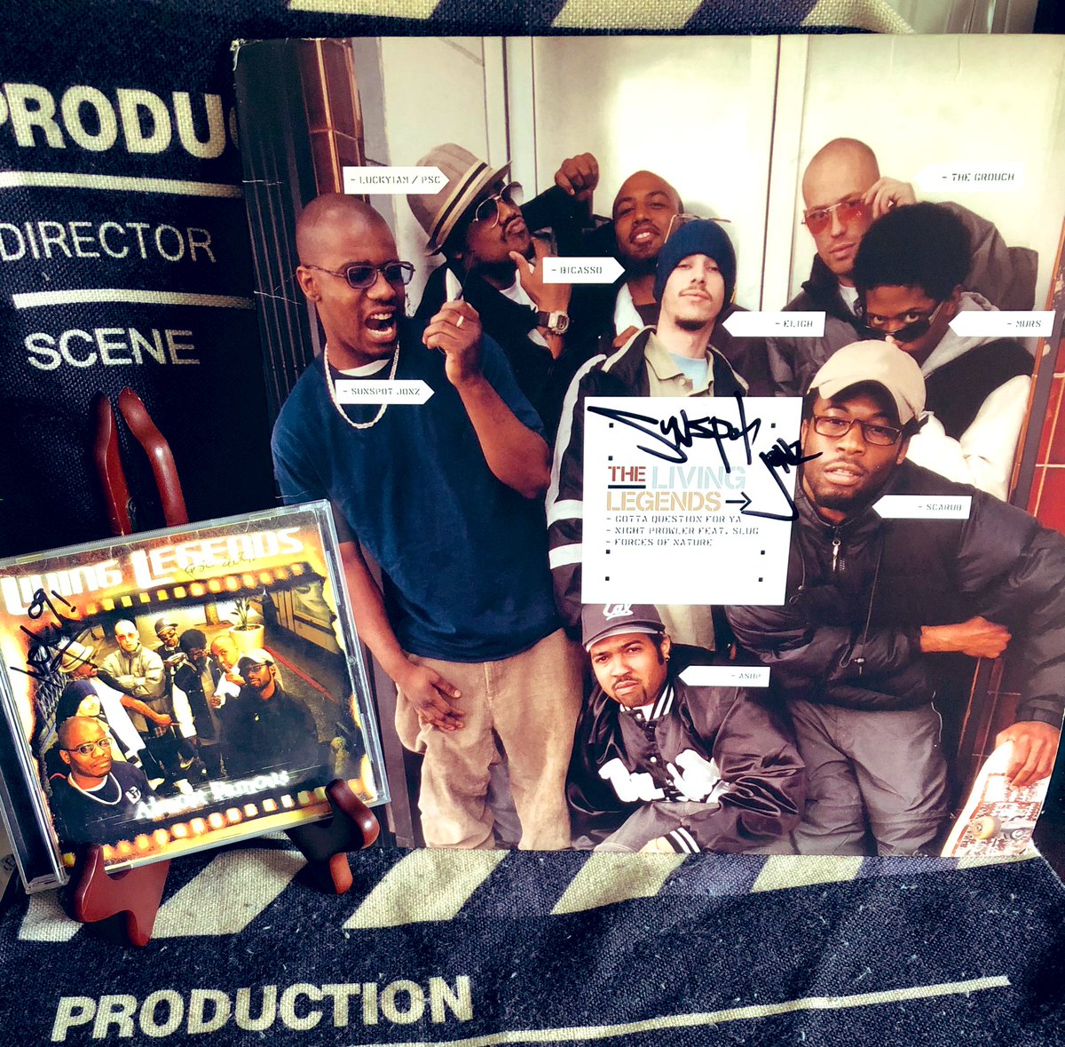 AdamintFresh's tweet photo. Record Collection. Was digginโ through one of my crates and came across these. Would love to buy an LL enamel pin. @LivingLegends @SunspotJonz @LuckyovLegends @thegrouch @eligh @SCARUB @MURS @AesopSenpai #Bicasso #Arata #LivingLegends #LLCrew #Vinyl #Records https://t.co/wSgA8ii49N