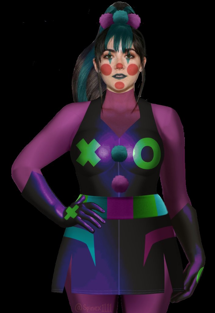 spinex1111's tweet photo. Continuing on, this is how she would look in full concept! I kid you not this took me weeks so please overlook anything that looks off. 
I really dig Isabella fuhrman playing punchy! Like u have no idea 
#PunchlineDC #Punchline #alexiskay #Fancast #DC 
+images used below https://t.co/1U7KE29eug