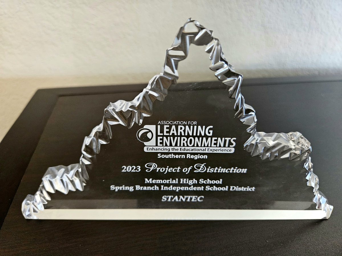 mejackson75's tweet photo. Congratulations to @Stantec and Spring Branch ISD Memorial High School for winning a Project of Distinction award at the A4LE Southern Region conference.  What a great honor!  #StantecEdu #StantecHou https://t.co/5Vv5td3eDx