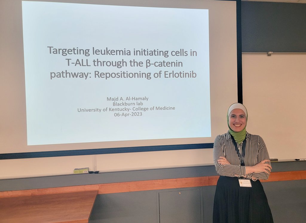 🥳 Congrats to my grad student <a href="/MajdHamaly/">Majd Hamaly</a> for crushing her first ever department seminar today! I always get SO nervous at student talks...I want it to go well for them! But this time my pulse was almost normal before the 1/2 way mark. She aced it! 🤩 <a href="/MCCTrainees/">Markey Cancer Center Trainees</a>