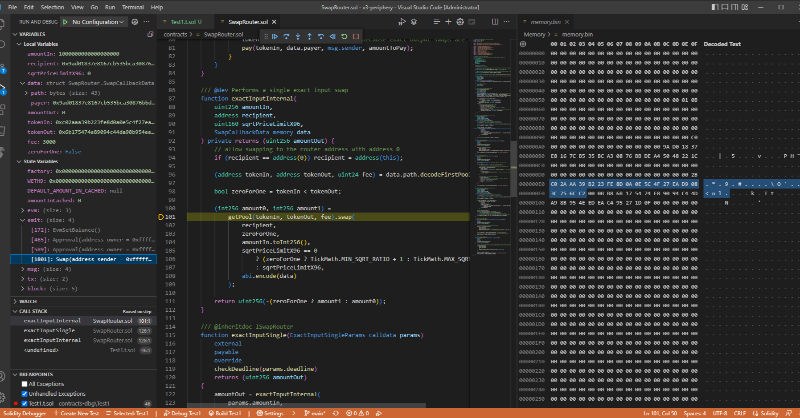 SolidityDbg's tweet photo. Solidity Debugger Pro is here! 

Solidity Debugger Pro is a VS Code extension that allows you to debug Solidity smart contracts. It is free &amp; open source, cross-platform, and supports all EVM blockchains. Get it from the marketplace!