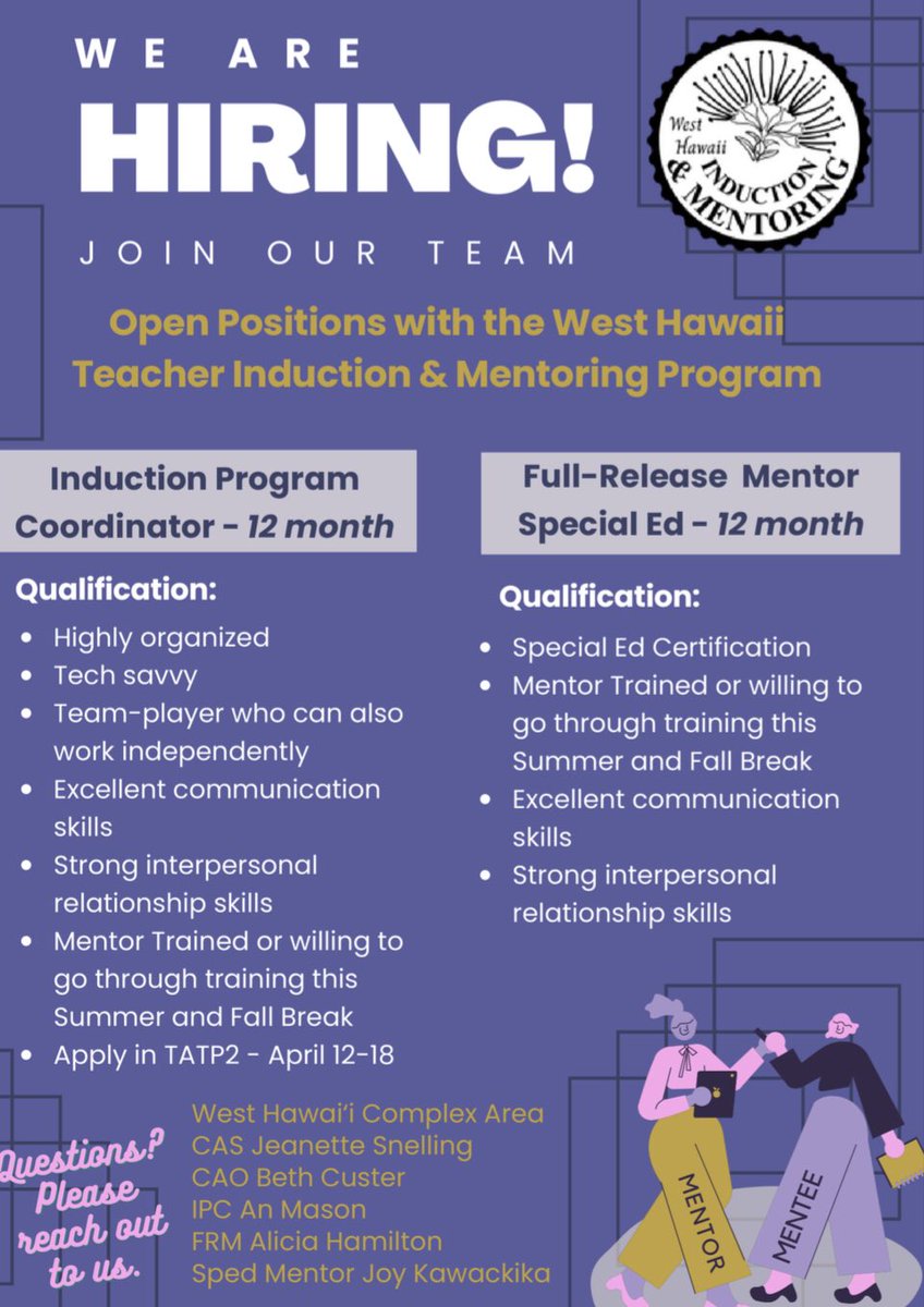 Spread the word, Induction &amp; Mentoring is HIRING!