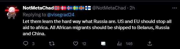 vonClownsewitz's tweet photo. "Starve the entire continent because SA won't sell Poland arms! Deport all the Africans to countries they aren't from!"

Least racist Visegrad reader. https://t.co/oqU3rTwS1H