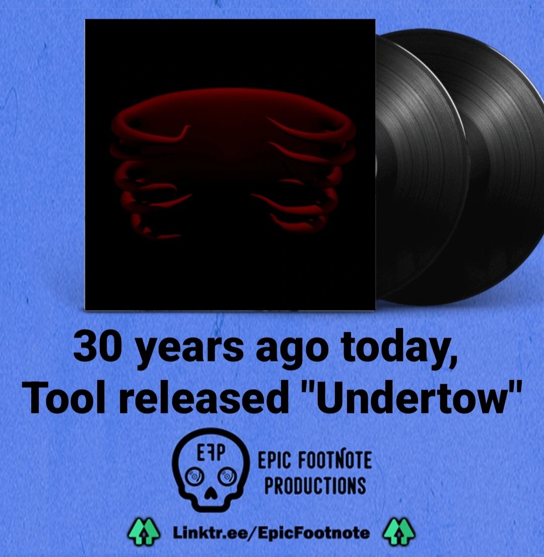 30 years ago today, #Tool released #Undertow... celebrate by hearing a TON of episodes where #MaynardJamesKeenan and gang pop up:

youtube.com/playlist?list=…

#Sober #AltRock #AltMetal #ProgRock #ToolBand #ToolTime #Podcast #MusicPodcast @Tool @ToolPusciferAPC @AdamJones_tv