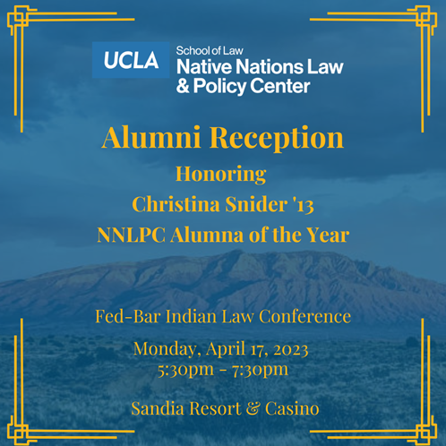 You are invited to our Alumni Reception on Monday, April 17, 2023 at 5:30pm, at the FBA Indian Law Conference! RSVP HERE: forms.gle/HKA1PWh3voCNfs…