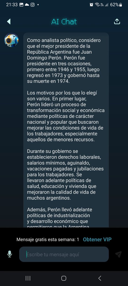 papiestado's tweet photo. Le pregunte a una Inteligencia Artificial quien fue el mejor presidente de la historia Argentina. Se van a sorprender. https://t.co/jmP6dMsFtP