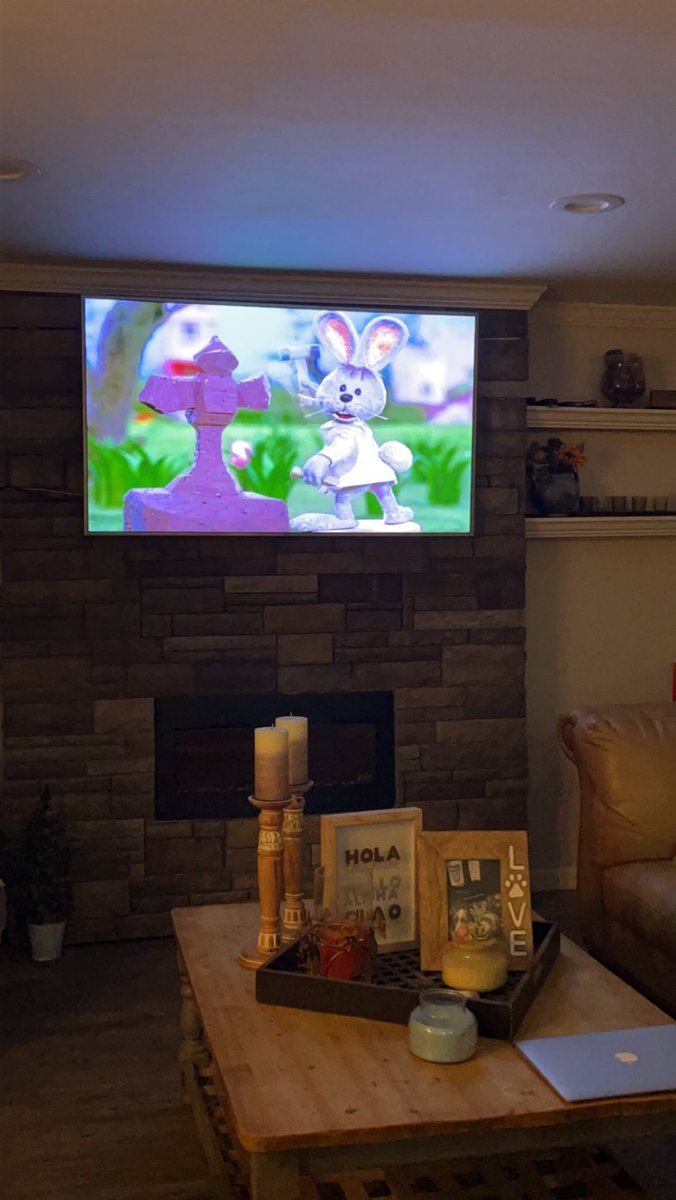 Look what where watching! #petercottontail #itsalmosteaster 💓🐰🌸