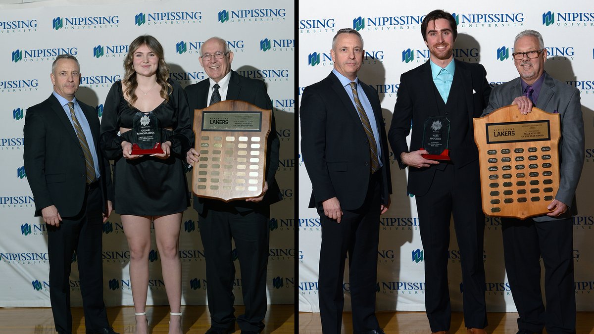 Huge congratulations to the 2022-23 #Lakers Athletes of the Year; from the Women's Volleyball team, Oceane Raymond-Leduc (Jack and Mary Ann Jones Female Athlete of the Year and from the Nordic Ski Team, Alex Maycock (Al Carfagnini Male Athlete of the Year).
