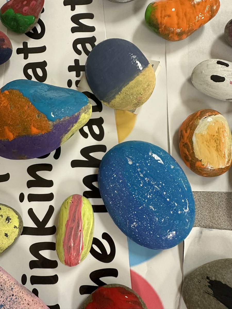 CHMS painted rocks today for Isaiah117 House.