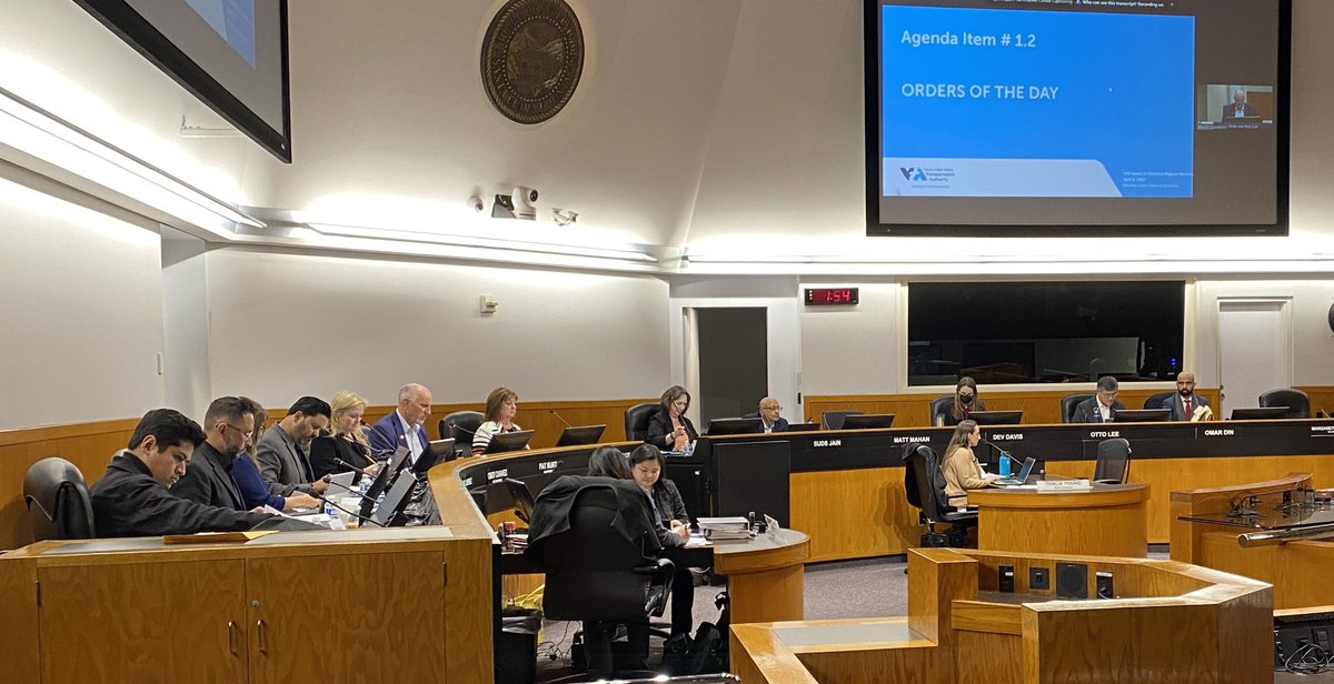 VTA's tweet image. Another step closer to #normalcy . VTA Bd of Directors mtg back, in person, at  County Chambers.