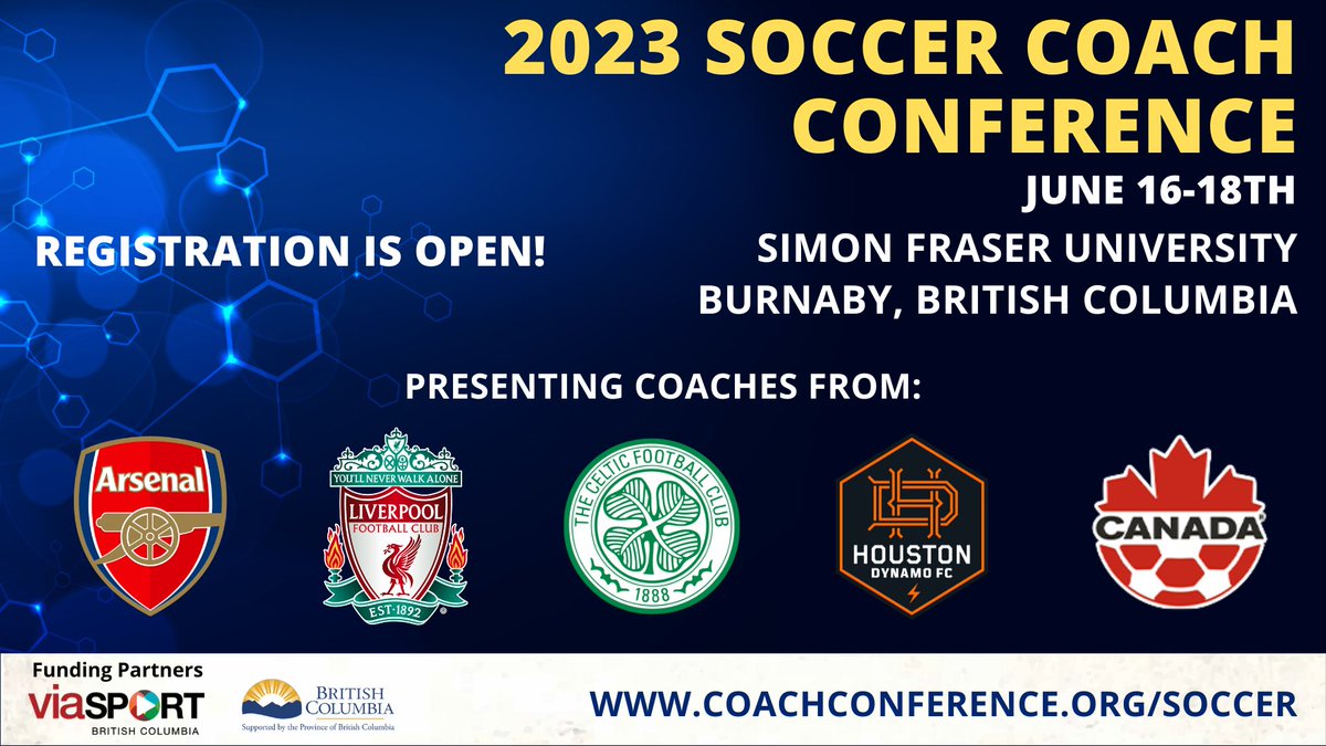 keithcryan's tweet photo. Registration is open for the 2023 Soccer Coach Conference.

The conference will include on-field clinics and classroom session by coaching staff from #ArsenalFC #LiverpoolFC #CelticFC #CanadaSoccer &amp; #HustonDynamo 

Register now at the early bird rate. 

https://t.co/H40zVIOniQ https://t.co/lEdmiiEA8O