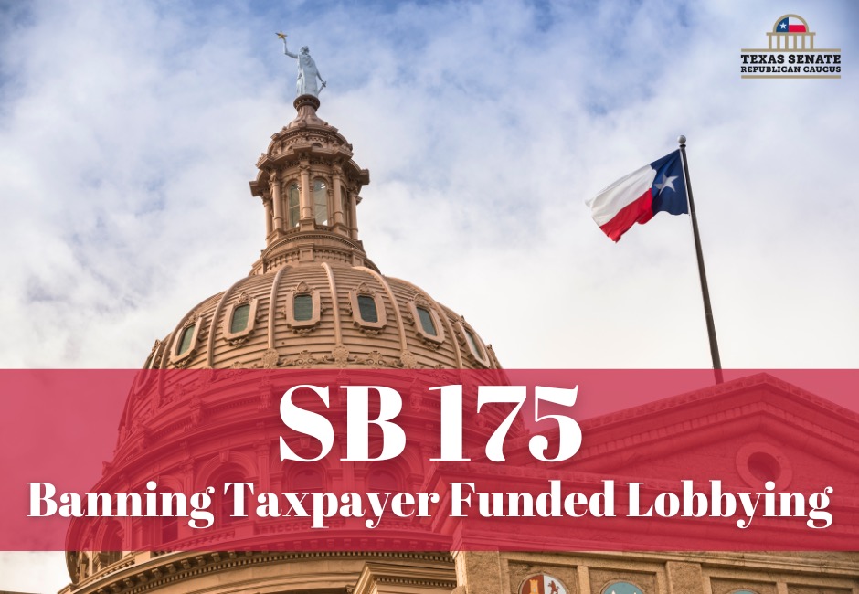 TexasSenateGOP's tweet photo. JUST NOW: #SB175 — Banning Taxpayer Funded Lobbying — by Sen. @mayes_middleton passes out of the Texas Senate! #txlege https://t.co/QTWK63zzPQ