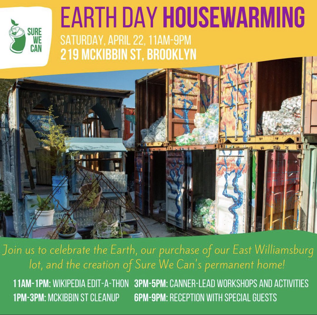 SureWeCanNYC's tweet image. Please join us on Earth Day (4/22) as we celebrate the purchase of our space and thank all who made it possible.