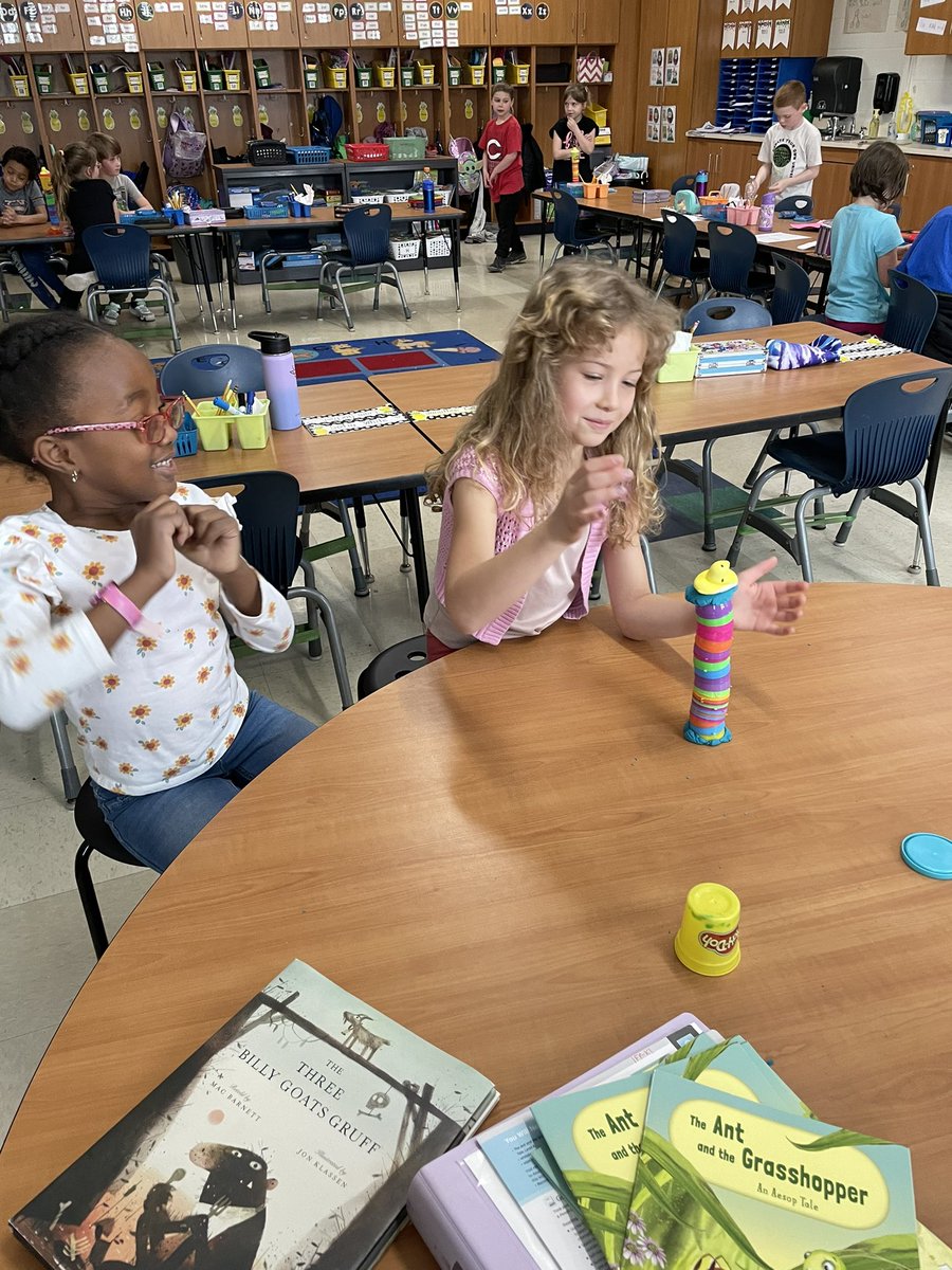 Mrs_Ray_1st's tweet photo. Egg STEM challenge-We had so much fun building towers to hold our peeps using only plastic eggs and play dough. https://t.co/fKckAdSigK