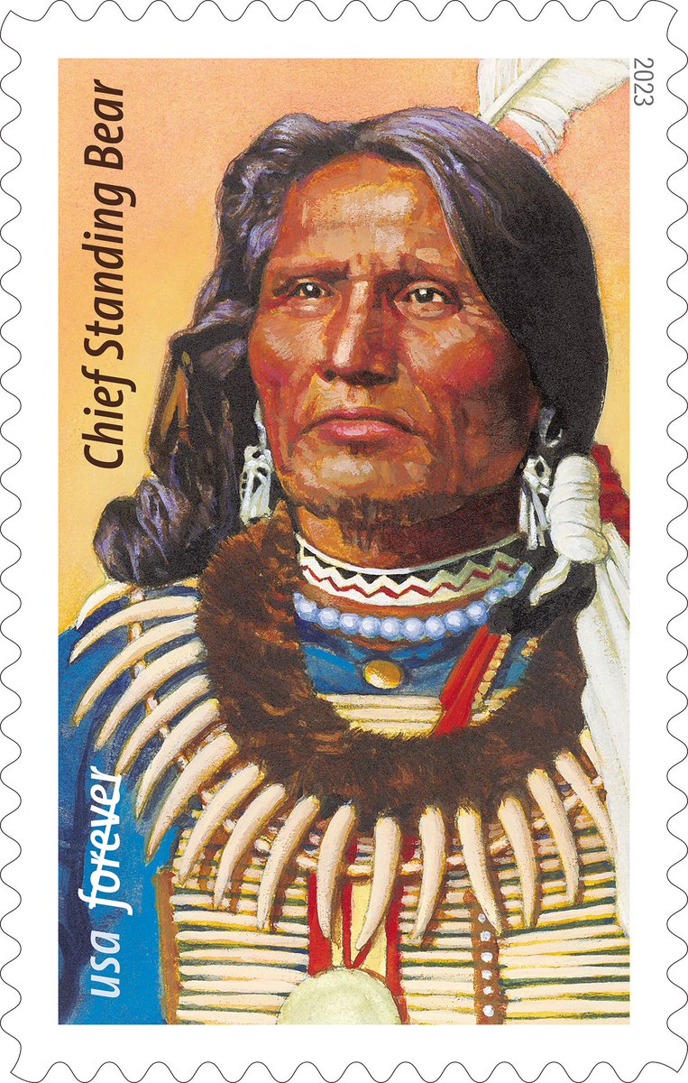 Chief Standing Bear of the Ponca Tribe will be honored with a USPS stamp to commemorate Standing Bear's landmark civil rights case in 1879 . The new stamp will be unveiled in a ceremony in Lincoln, Nebraska, on May 12. Details: about.usps.com/newsroom/natio…