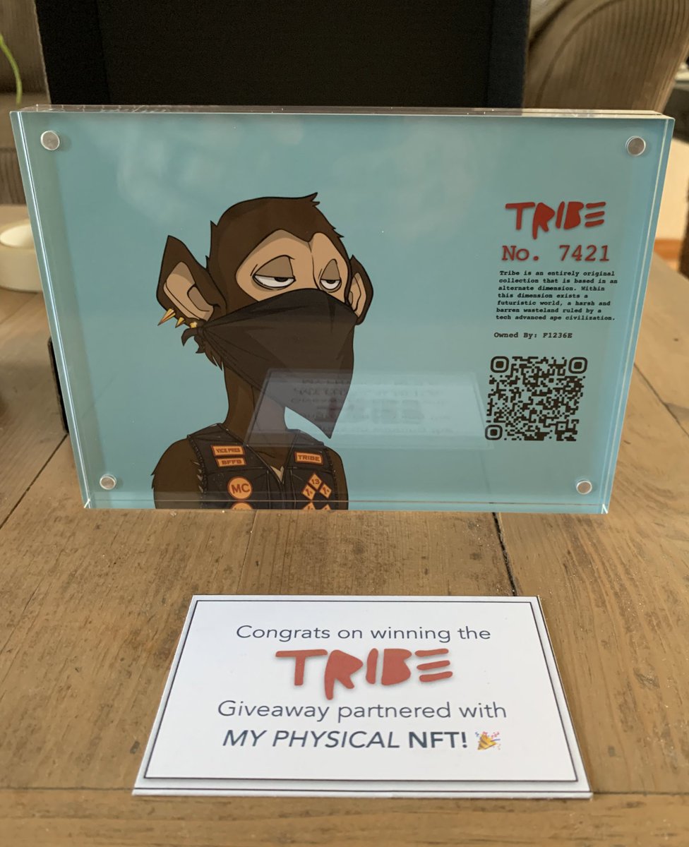 I’m really stoked on the gift from the <a href="/tribeodyssey/">Tribe Odyssey</a> team for winning a giveaway in discord. Thank you so much fam my dude looks amazing 

Incredible work from <a href="/MyPhysicalNFT/">My Physical NFT</a> thank you all so much, I’m extremely grateful 🙏🏼

He’s out on display in all his glory for our guests to