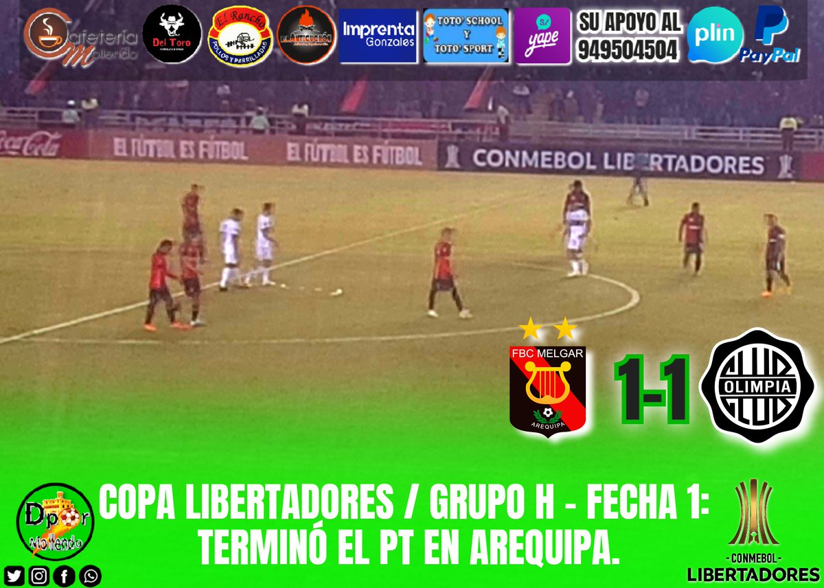 Final del PT en Arequipa. <a href="/MelgarOficial/">FBC Melgar</a> y <a href="/elClubOlimpia/">Club Olimpia</a> igualan 1-1.