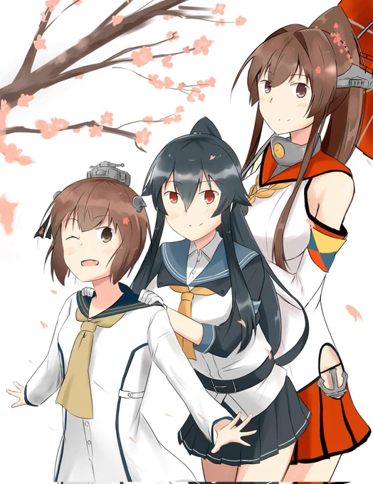 大和がまだ改二じゃない時に描いた坊ノ岬三人です 