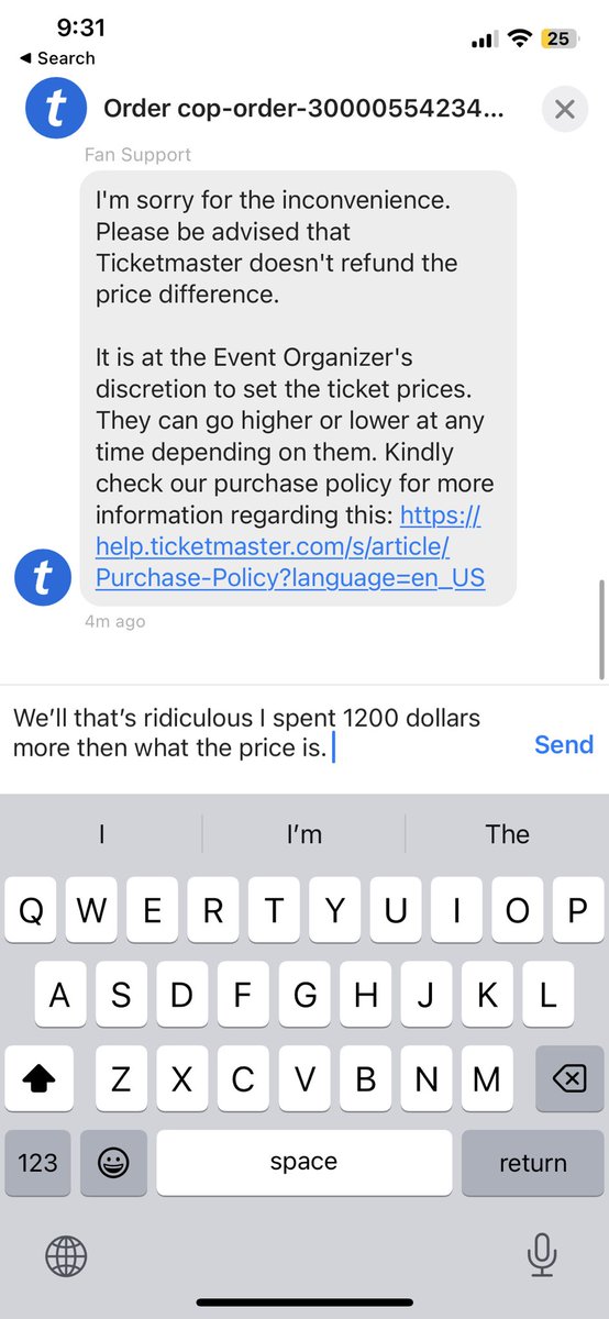 vapemoses's tweet photo. … I’d appreciate if someone would reach out to me about this. This isn’t fair and it taking advantage of the working class. @springsteen I spent so much money to see you and now your tickets are literally 1200 dollars less expensive. https://t.co/q7nRXhABNs