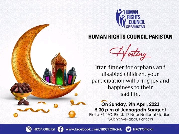 HRCPakistan's tweet photo. قرآن کریم میں بار بار یتیموں اور لاچار لوگوں کے خیال کے بارے میں زکر آیا ہے اوررمضان کریم کے بابرکت مہینے ہم نے کوشش کی ہے یتیم بچوں اور معزوربچوں کے لئے افطارڈنر کا اہتمام کیا ہے اسمیں ان بچوں کو عید کے تحائف دئیے جائیں گے آپ بھی اپنے حصے کی نیکی ڈالے
#ramdan2023
#OrphanKids https://t.co/xKHwmkWs2U