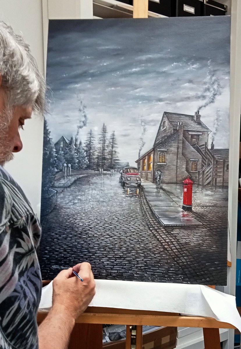 HowardGallery's tweet photo. Early Start. First in the series of The Reminisce Collection.
#reminiscence #art #Nostalgia2023 #coalman #DeliveryMan #cobbles #pillarbox #streetscene https://t.co/CtcudTUBjT