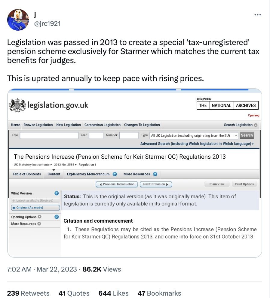 CeilNoyle's tweet photo. a phoney, authoritarian, knight of the realm who's trying to cosplay being 'one of us' by amplifying his 'humble' backstory - even as he's had laws changed to give himself a bumper pension &amp; has spent hundreds of thousands of public money on chauffeurs. cry more about this, libs https://t.co/xntFEBi0Mb
