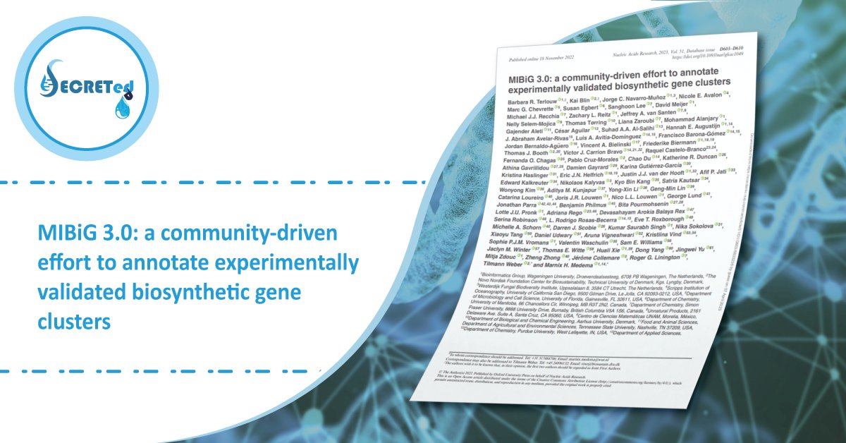 SecretedH's tweet photo. 📄New scientific article from the @uni_tue team of @SecretedH Project: “MIBiG 3.0: a community-driven effort to annotate experimentally validated biosynthetic gene clusters”🦠🧪🔬
🌐Download article👉https://t.co/y6vM6tdXK5 

#EC #H2020 #SECRETed #article #research #biotechnology https://t.co/13zpzNdP3L
