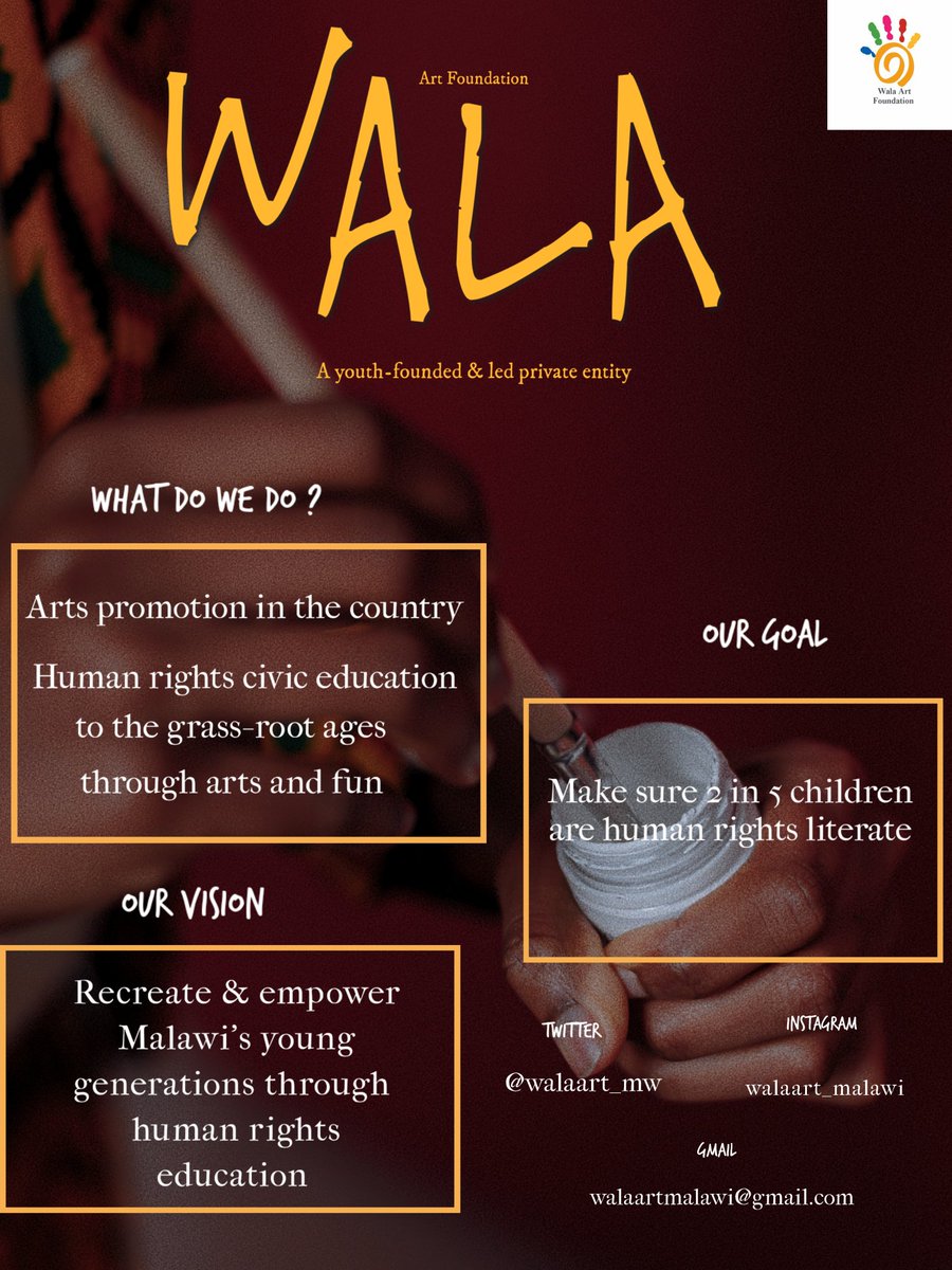walaart_mw's tweet photo. WALA Art Foundation : A youth-founded &amp; led  private entity.

#Malawi

@wardell0830 
@reimusicmw 
@Tow_eraa https://t.co/OBO9mpxY0Y