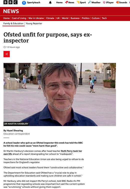 LondonPehwb's tweet photo. This is a profoundly important article for #teachingprofessionals and #Parents alike to read re: the failings of current system of inspection by #Ofsted from an ex-inspector. Do 'most school leaders find them "constructive+collaborative", as HMI claims?: https://t.co/aeB4sayuCP https://t.co/6lyxADmbCR